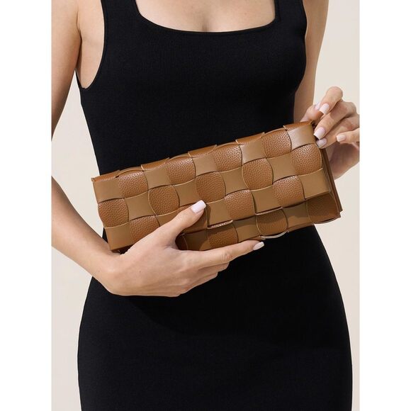 Woven PU Leather Evening Clutch for Special Events - Picture 3 of 7